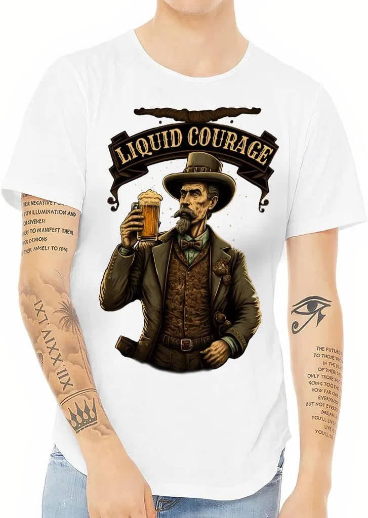 Футболка с изогнутым низом Liquid Courage, White