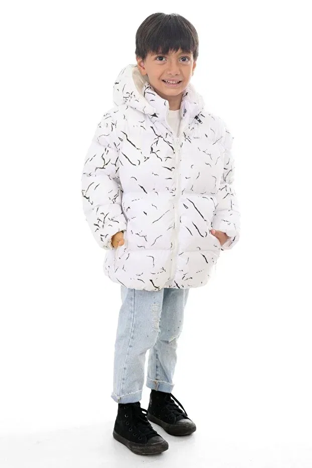 Детское пальто для девочек ветрозащитное с капюшоном Sports Boy Royalside, White — фото 4