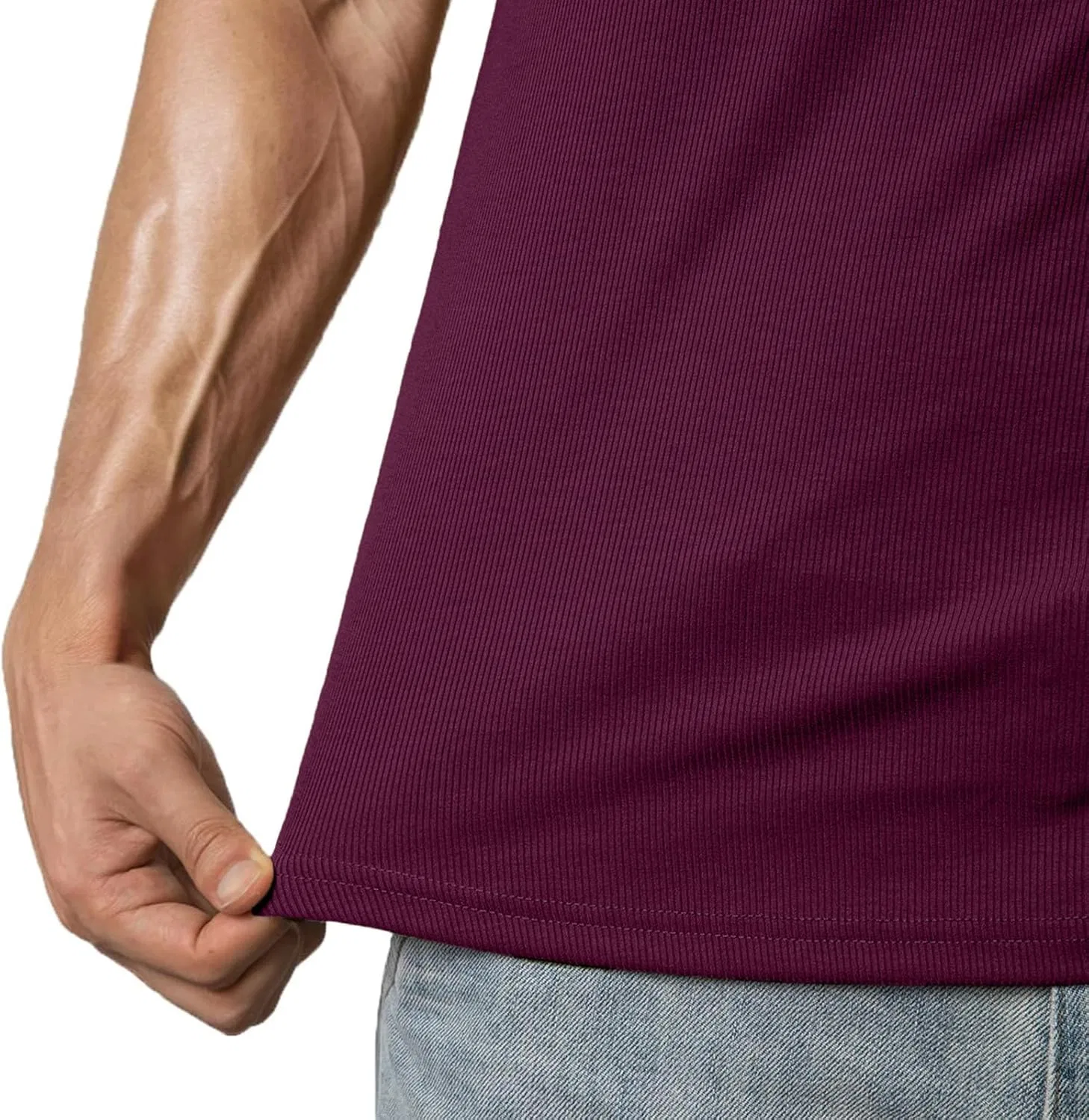 Мужская дышащая футболка с рифленой текстурой Athletic Golf T-Shirt, Wine — фото 4