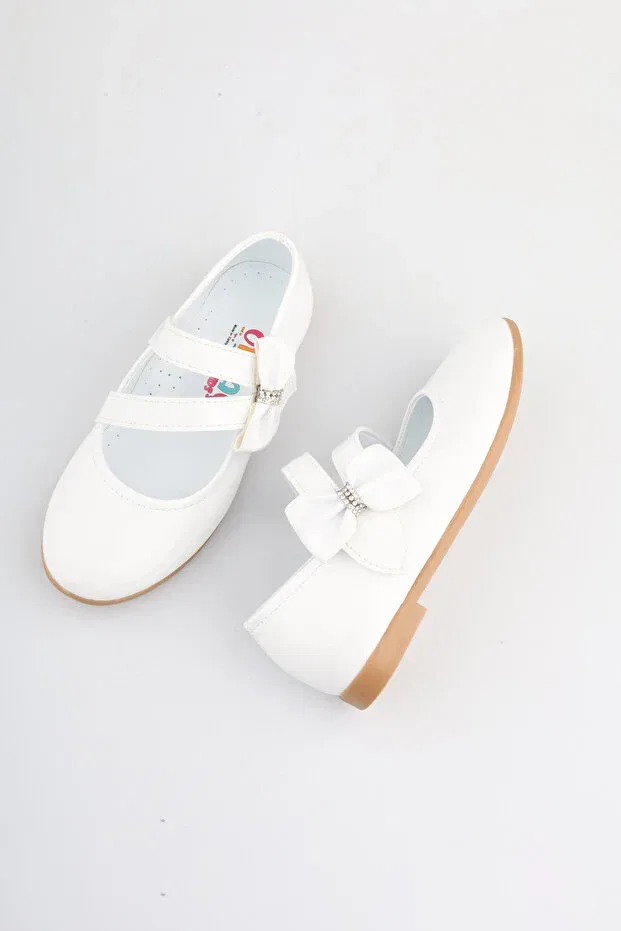 Детские балетки для девочек с бантом Followin, White