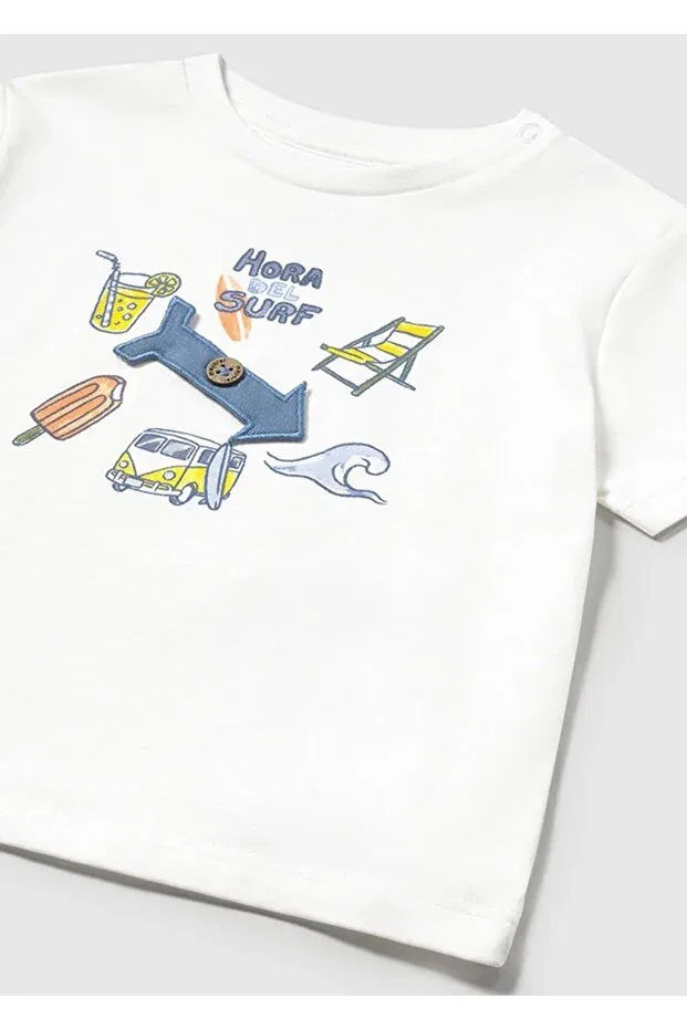 Детская футболка с принтом Summer look t-shirt Mayoral, White — фото 3
