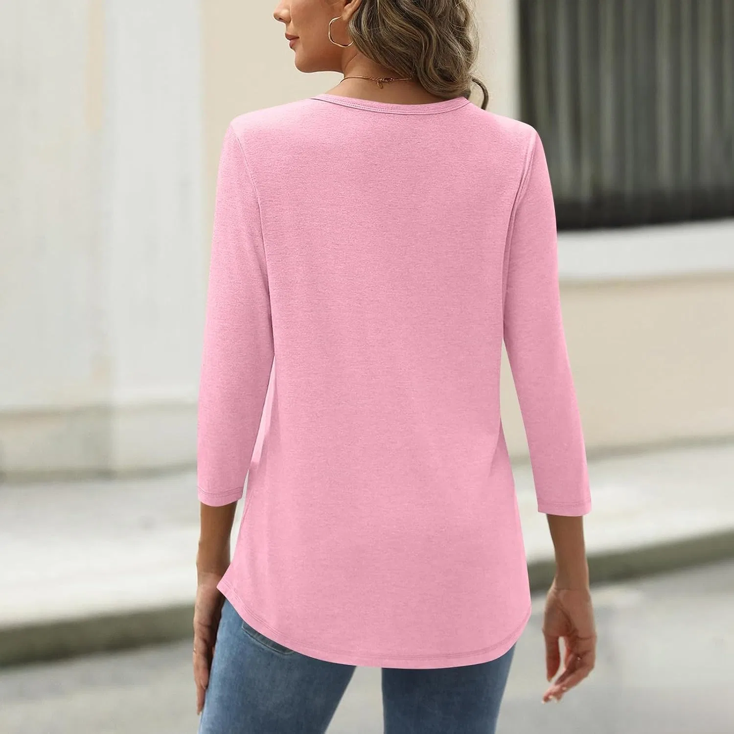 Женская футболка с 3/4 рукавом оверсайз Three Quarter Sleeve Tops Woman, 65-a — фото 2