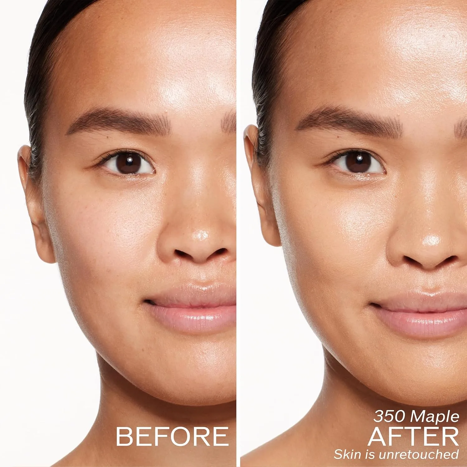 Shiseido RevitalEssence Skin Glow Foundation SPF 30, 350 Maple - тональный крем с наращиваемым средним покрытием, 24-часовая гидратация и 12-часовое ношение, устойчив к переносу, складкам и выцветанию, некомедогенный, для всех типов кожи — фото 3
