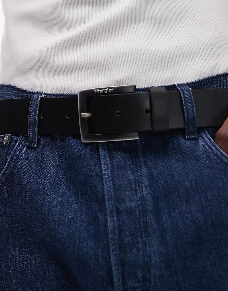 

Ремень Wrangler Kabel из кожи с квадратной пряжкой черного цвета