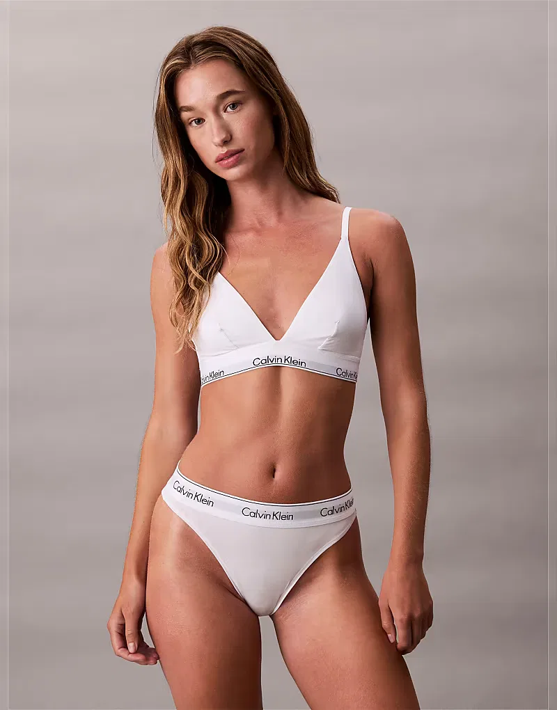 Бюстгальтер-топ без подкладки из хлопка Calvin Klein, белый — фото 4