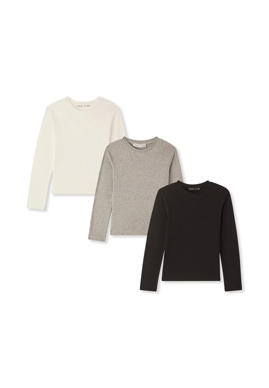 Комплект 3 - футболка с длинными рукавами Terranova, 1X White, 1X Black, 1X Grey — фото 4
