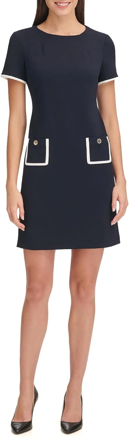 Женское мини-платье с контрастной отделкой Tommy Hilfiger, Sky Captain/Ivory