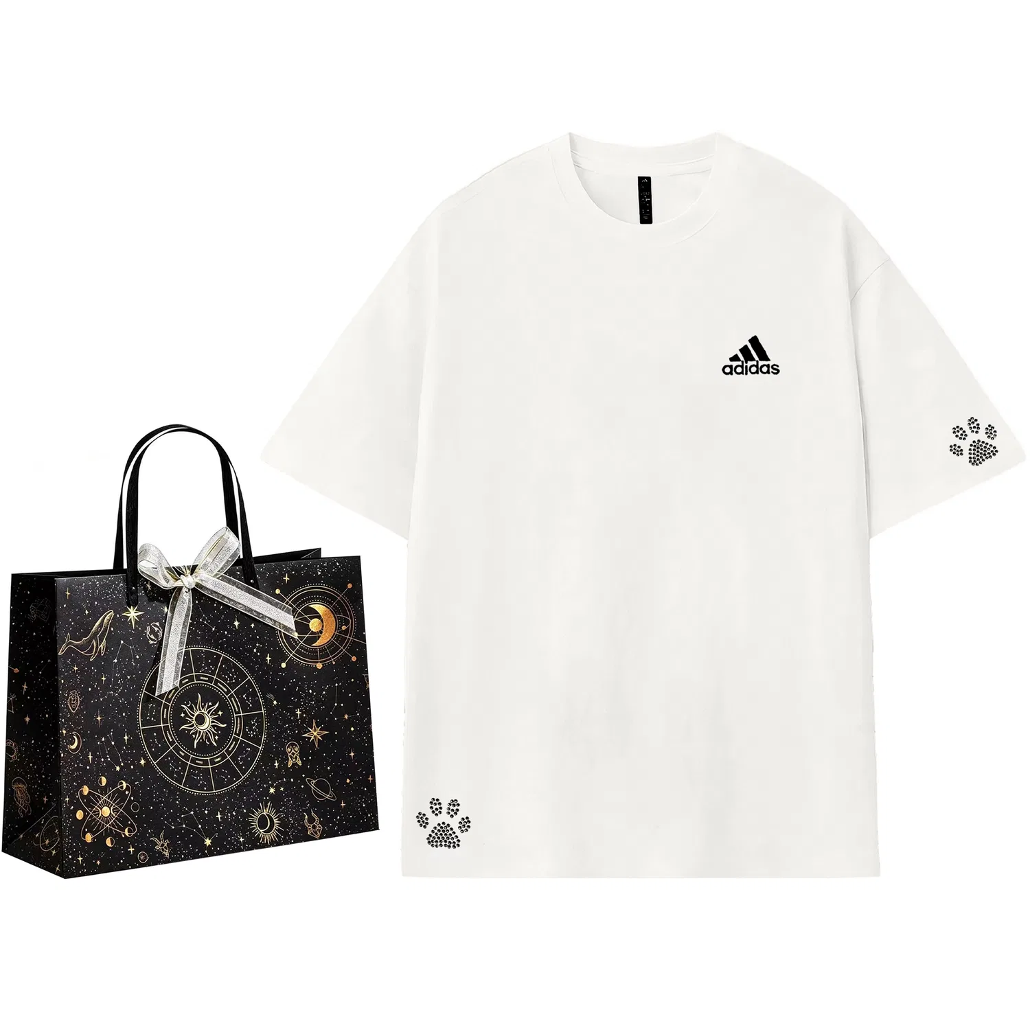 Футболка хлопковая с логотипом Adidas MUST HAVES, Ecru