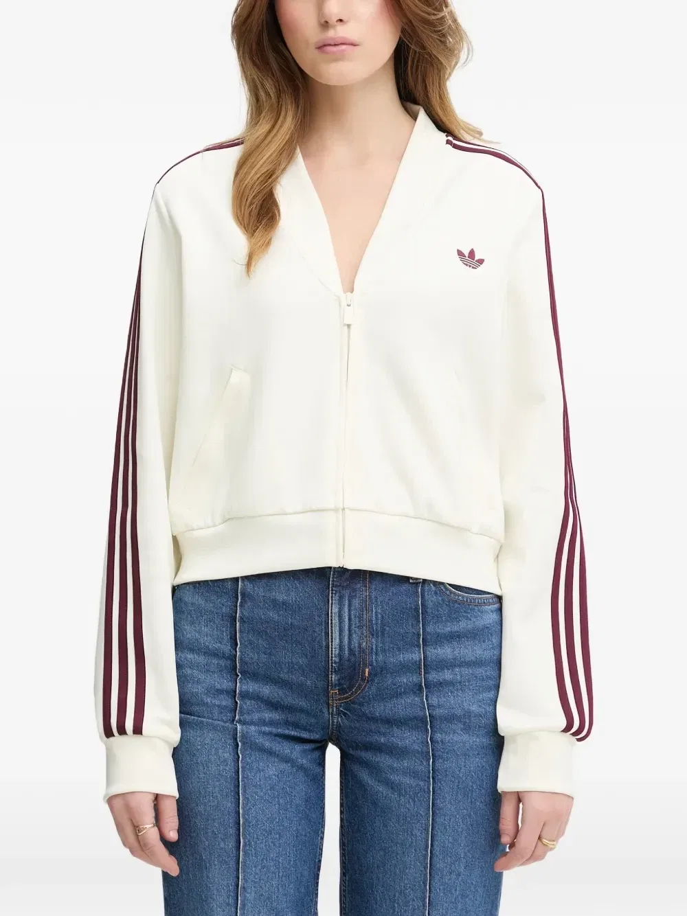 Свитшот Superstar 3-Stripes с V-образным вором Adidas, бежевый