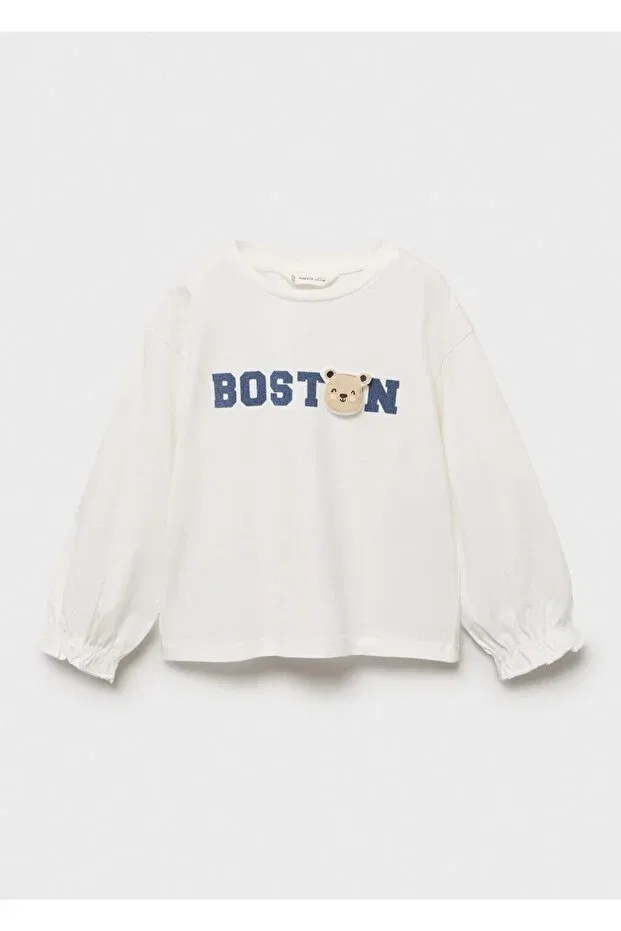 Детская футболка для мальчиков хлопковая Mango Baby, Off White — фото 3