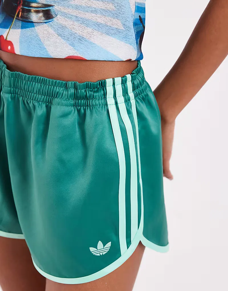 Спринтерские шорты Adidas Originals с тремя полосками, зеленого и мятного — фото 3