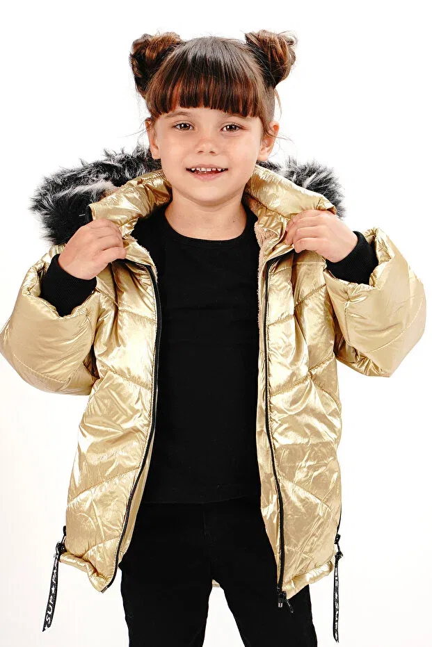Детское пальто для девочек с капюшоном Golden Yellow, Merdia