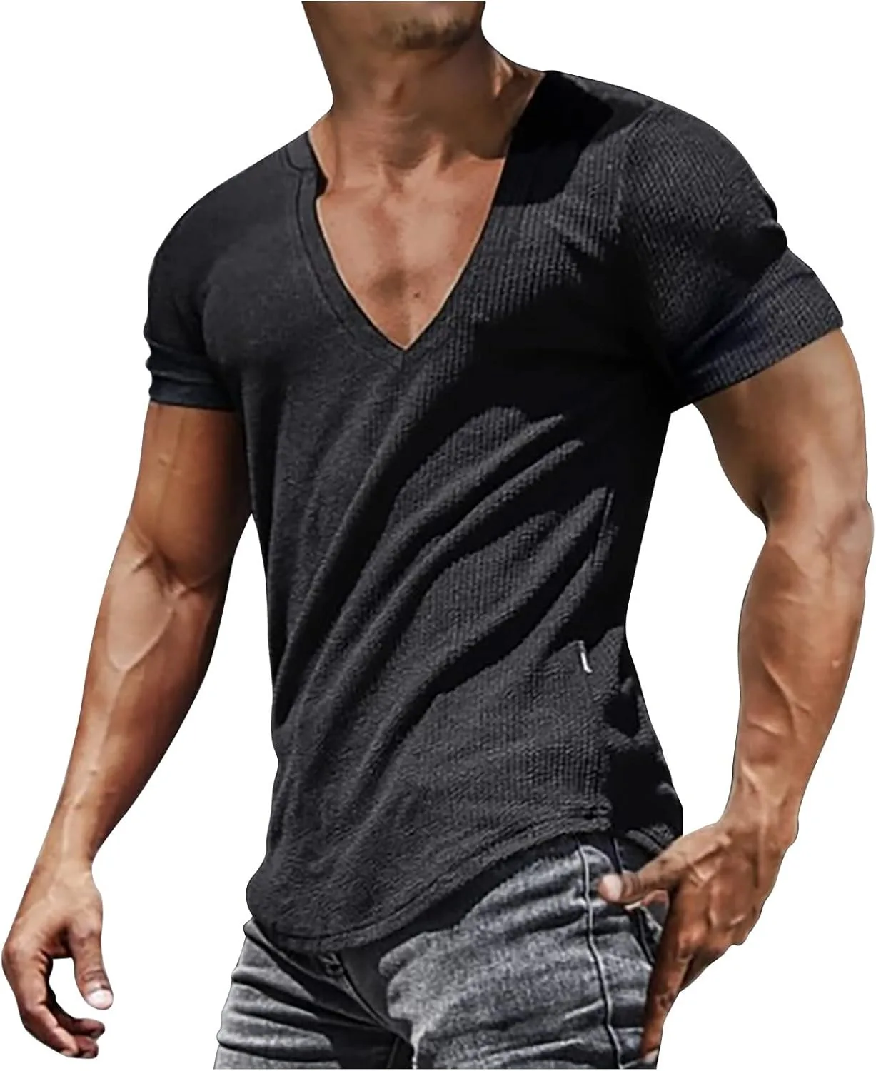 

Мужская майка V-образного выреза с коротким рукавом для тренировок