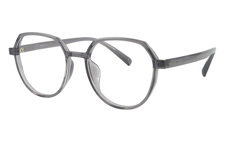 

MUZU Унисекс очки для зрения, The polygonal translucent gray-C02 is equipped with 0-degree anti-blue light lenses