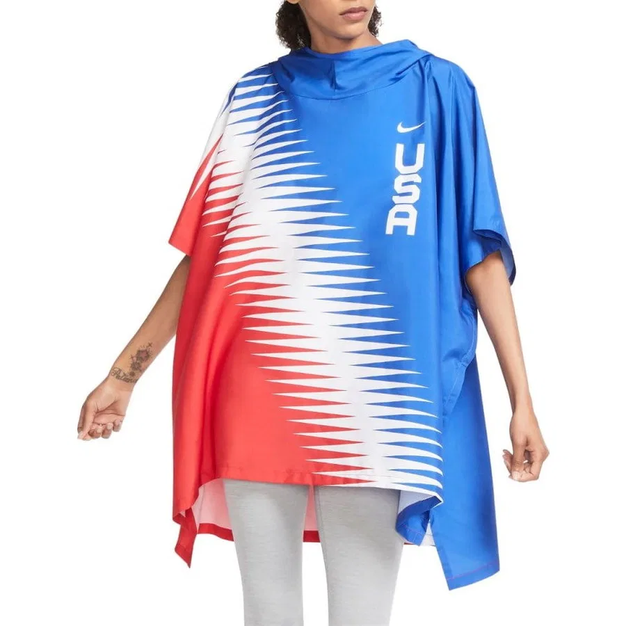 Женская куртка-дождевик с капюшоном Team Usa Marathoner Hooded Jacket Nike, Сине-белый