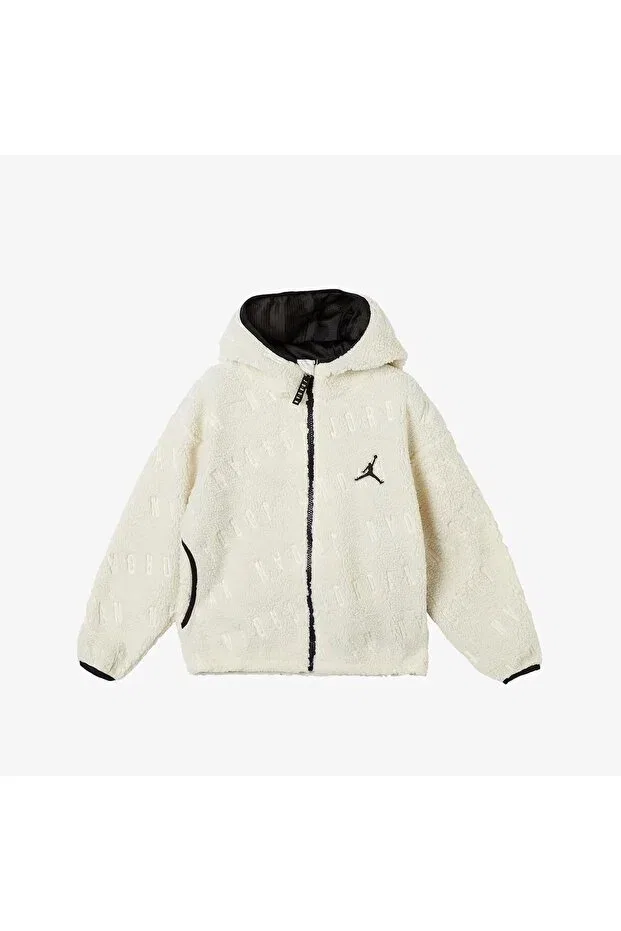 Детские свитшот для девочек с принтом Jordan Jacquard Sherpa Nike, White — фото 4
