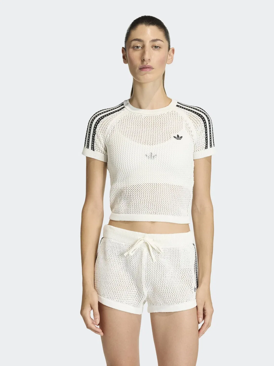 Футболка с вязаным кружевом, Cali Tee, adidas Originals, белый