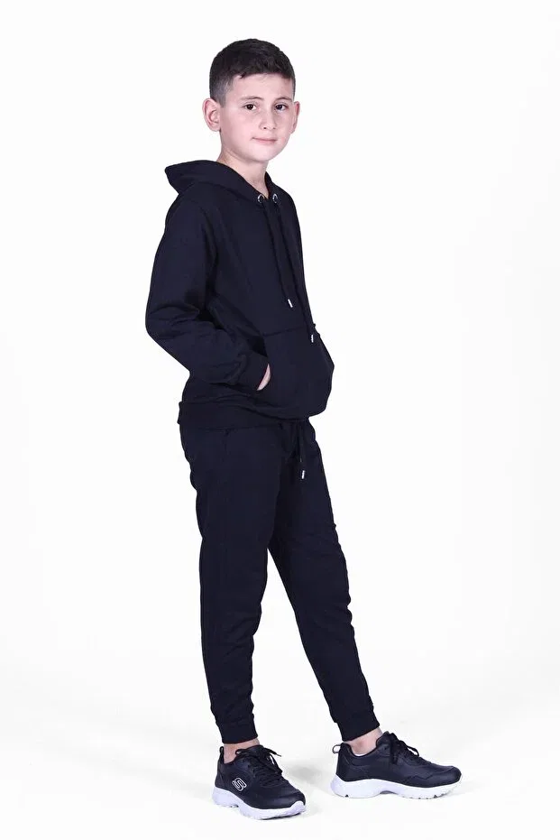 Детский комплект спортивного костюма для мальчиков с принтом Fyk Kids, Navy-Grey-Black — фото 2
