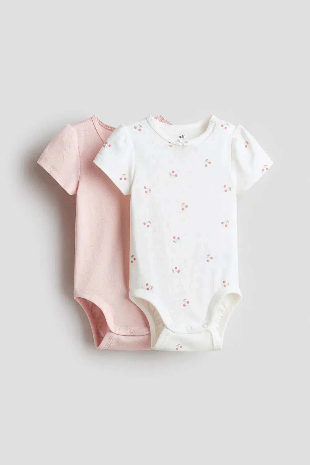 Комплект из 2 ажурных боди из хлопка H&M, Helles Mattrosa/Kirschen