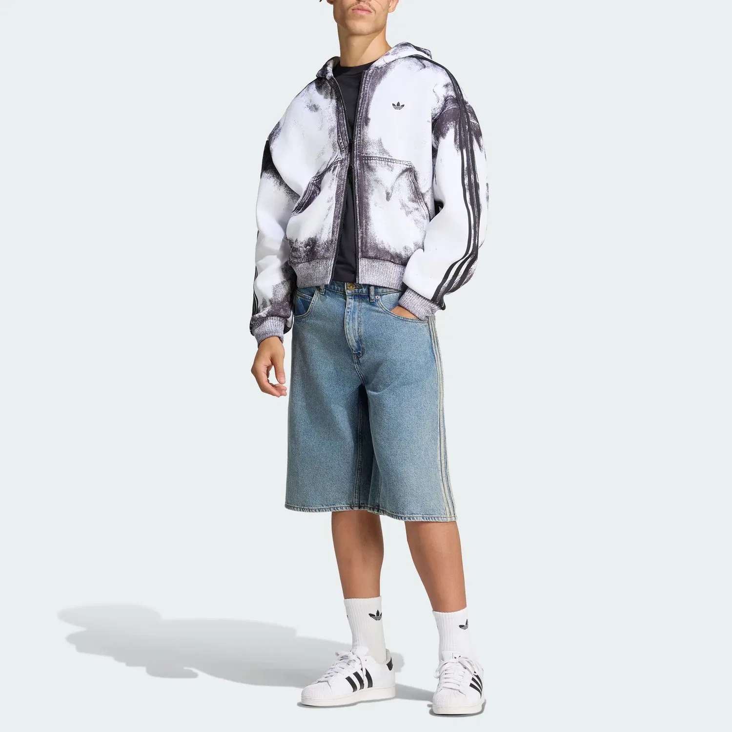 Мужская куртка с капюшоном Adidas Originals, White/Black — фото 3