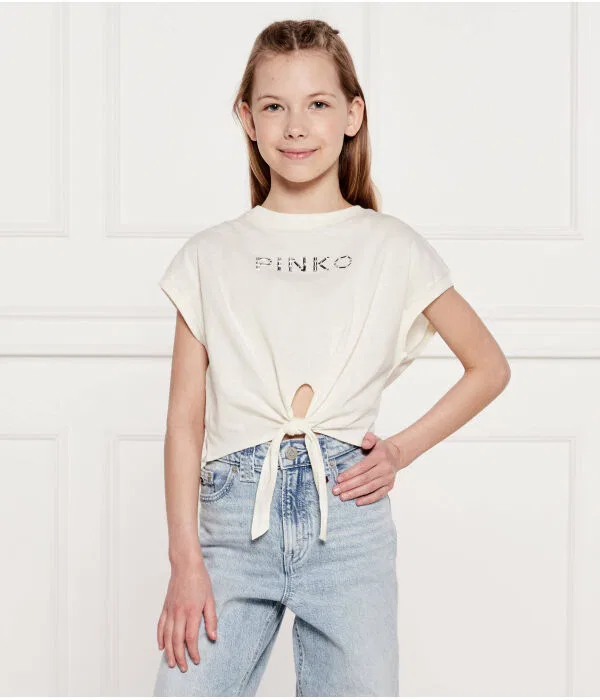 Детская футболка для девочек хлопковая T-Shirt Pinko Up, белый