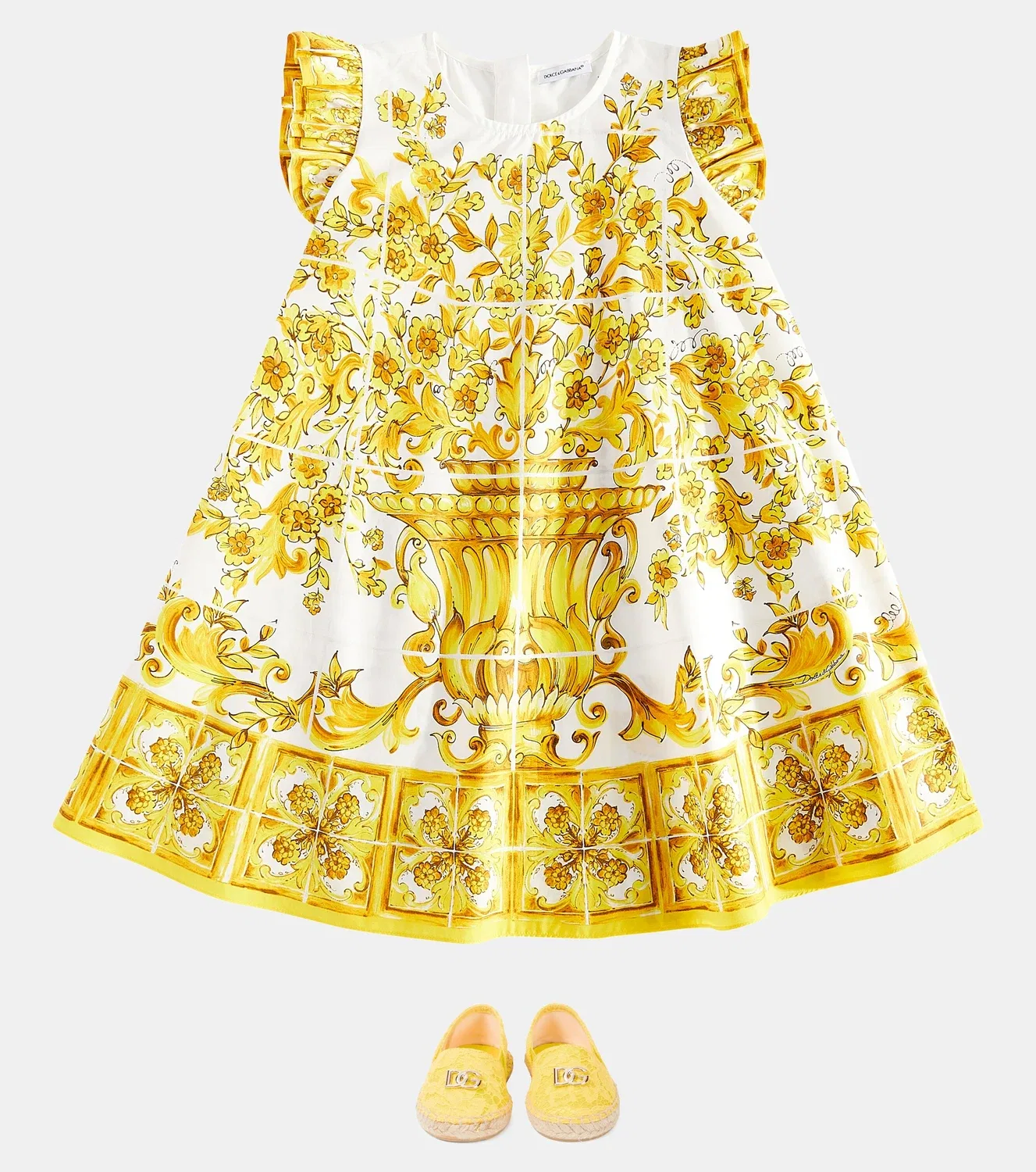 Платье из набивного хлопка Dolce&Gabbana Kids, желтый — фото 2
