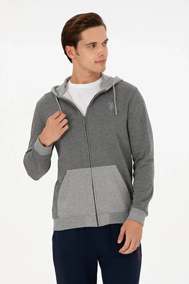 Мужской кардиган с капюшоном U.S. Polo Assn., Anthracite Melange
