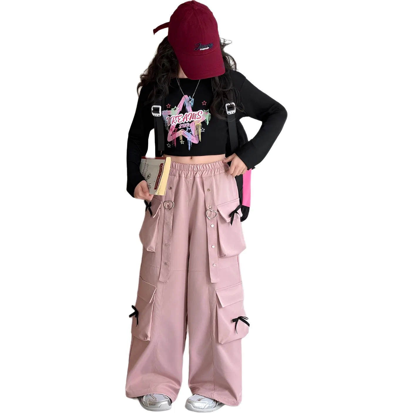 Детские спортивные штаны карго с утяжкой, модель Single Pink Cargo Pants, MADALLO, Pink — фото 3