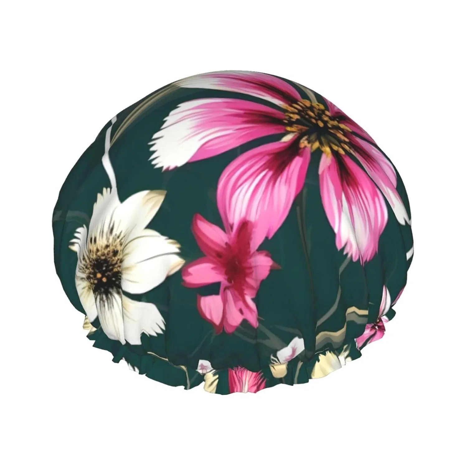 Многоразовая шапочка для душа, двойная защита от брызг, FRESQA, One Size, Pflanzen Blumen Blumen