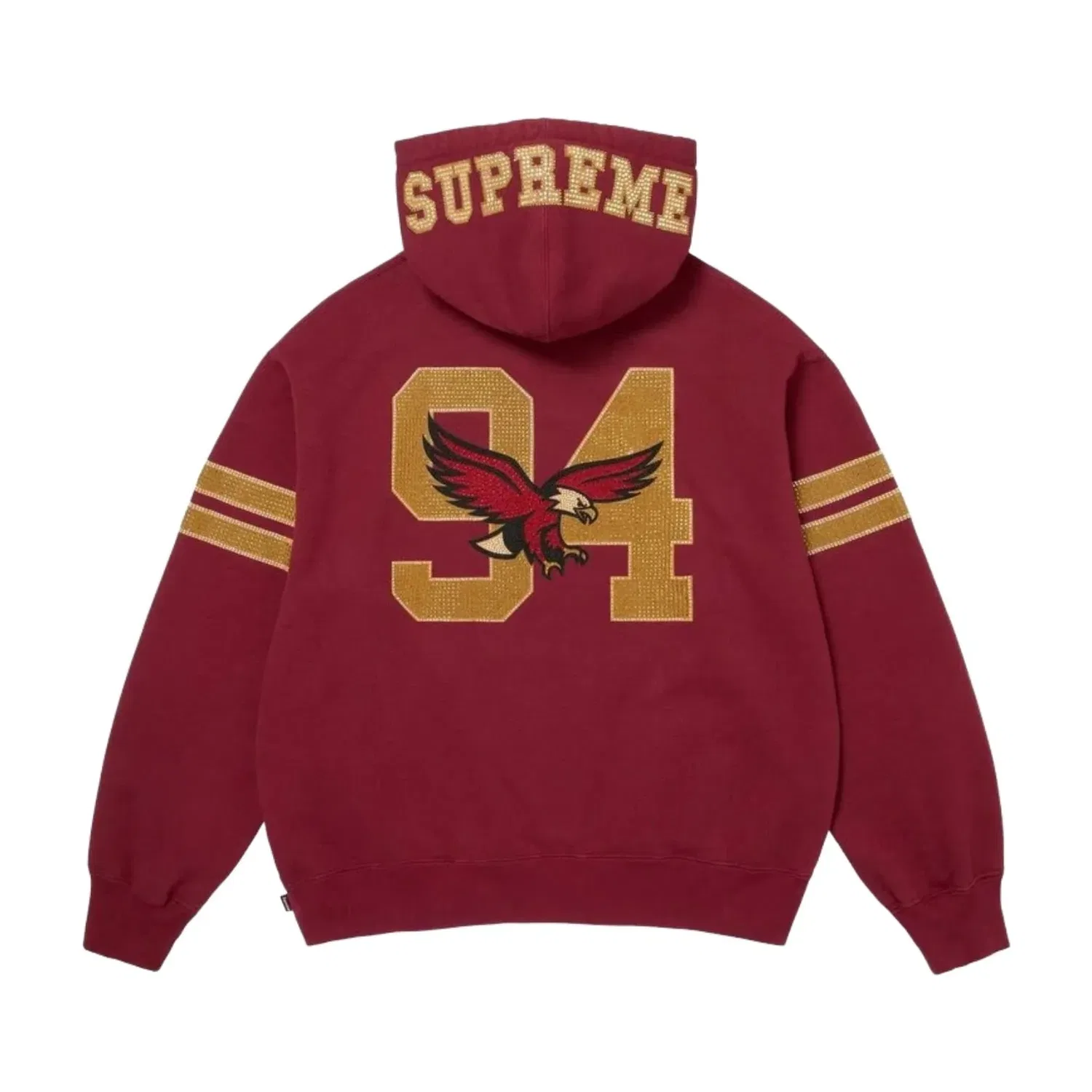 Мужское худи FW26 Rhinestone Eagle Hooded Sweatshirt 'Red' Supreme, красный — фото 3
