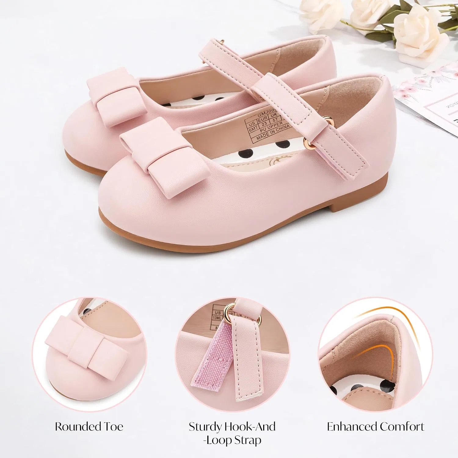 Детские туфли Мэри Джейн для девочек с бантом Stelle, Pink — фото 4