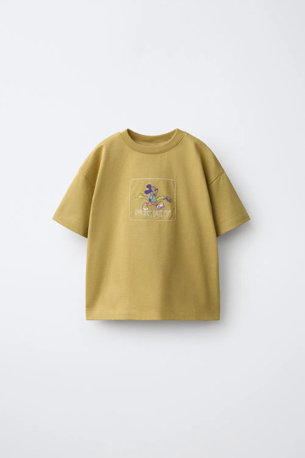 Футболка с вышивкой Микки Маус Disney ZARA, Olive green