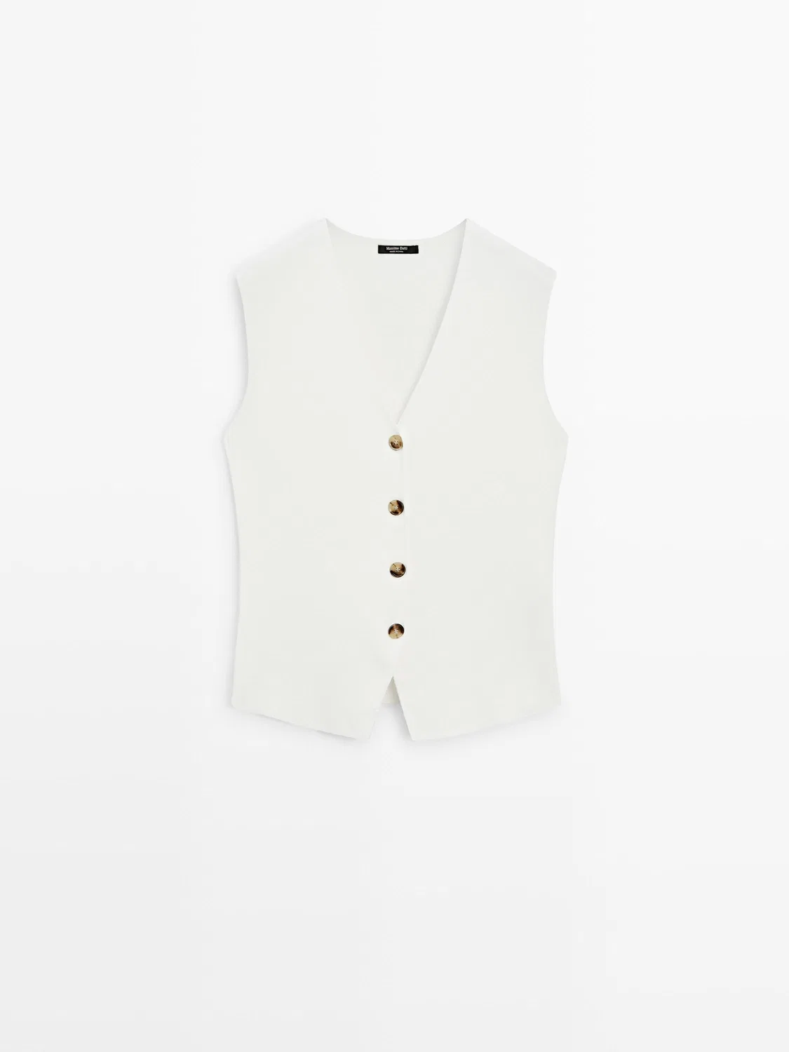 Жилет Massimo Dutti Knit With Button Details, белый — фото 2