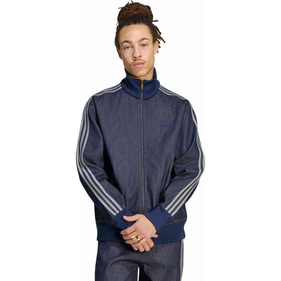 Мужская джинсовая куртка с воротником-стойкой Adidas, Темно-синий