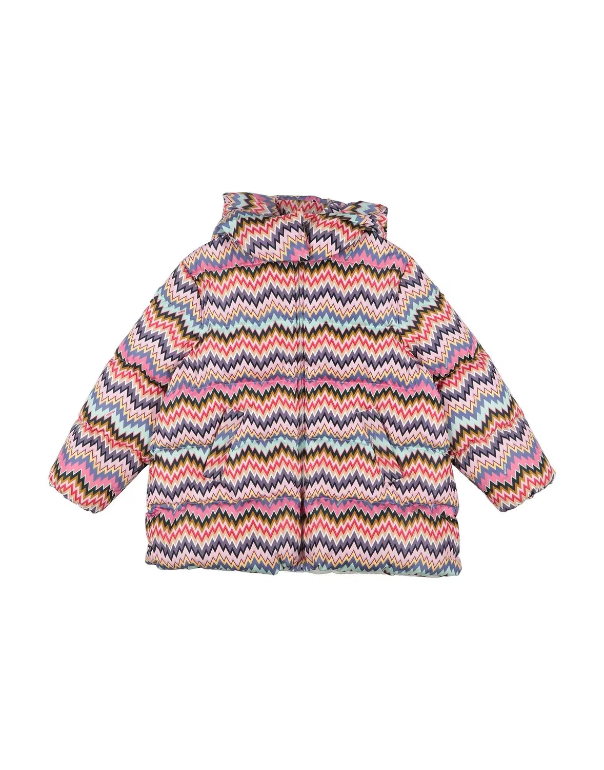 Детское пуховое пальто с капюшоном Missoni, розовый
