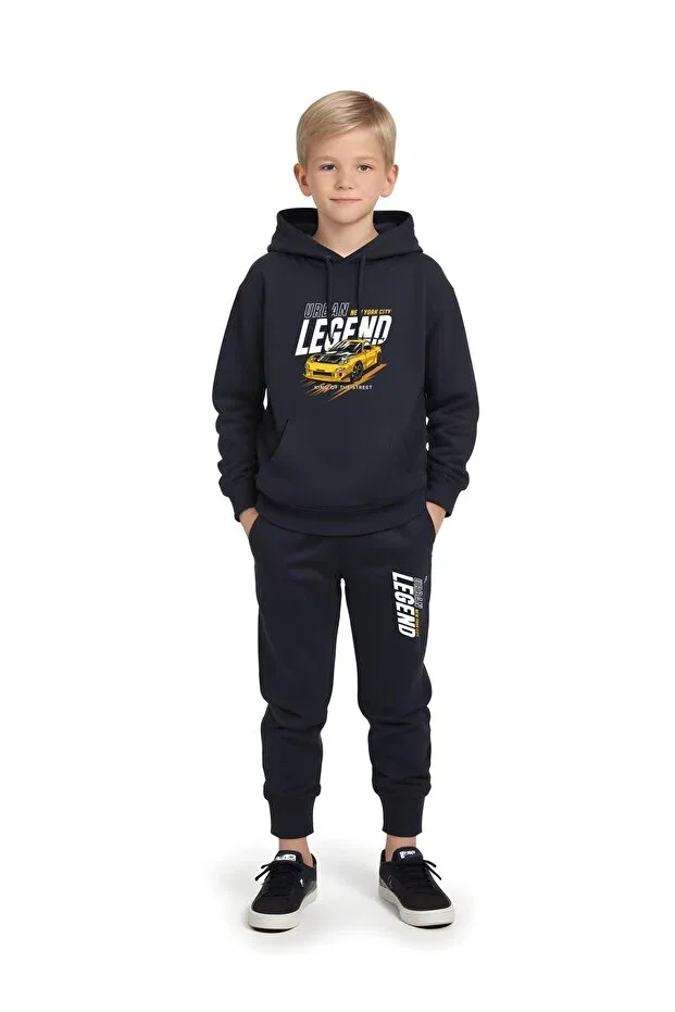 Детский комплект спортивного костюма для мальчиков с принтом Fyk Kids, Navy Blue