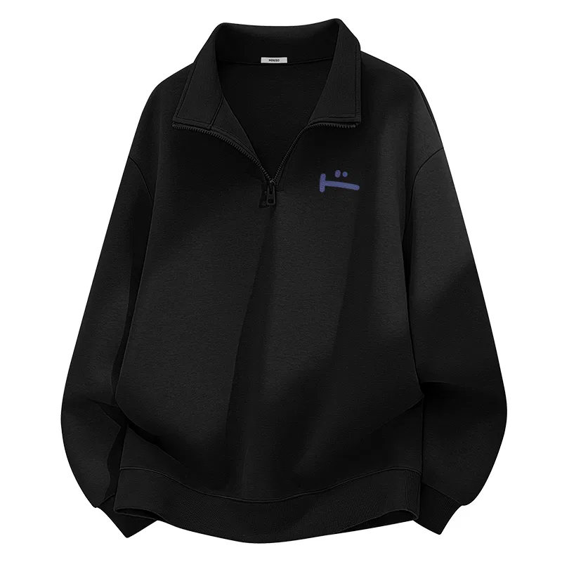 Детский свитшот с принтом Blue Mood Chest Logo MINISO, Black