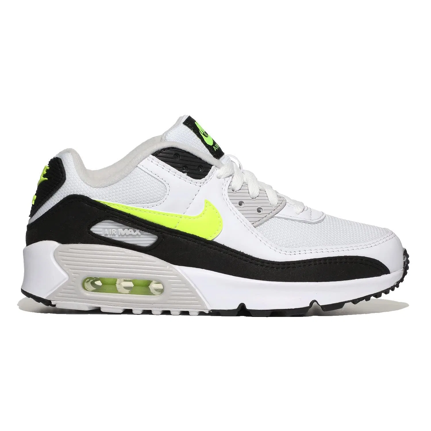 Детские кроссовки для мальчиков с мемори-пеной Air Max 90 NIKE, White Lime Warm Black Grey Neutral — фото 4