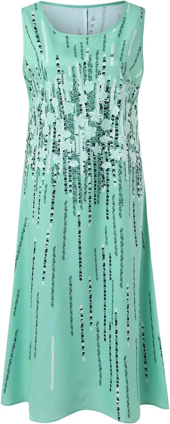 Женское платье-макси с цветочным принтом, Flowy Boho Floral, зелёный — фото 3