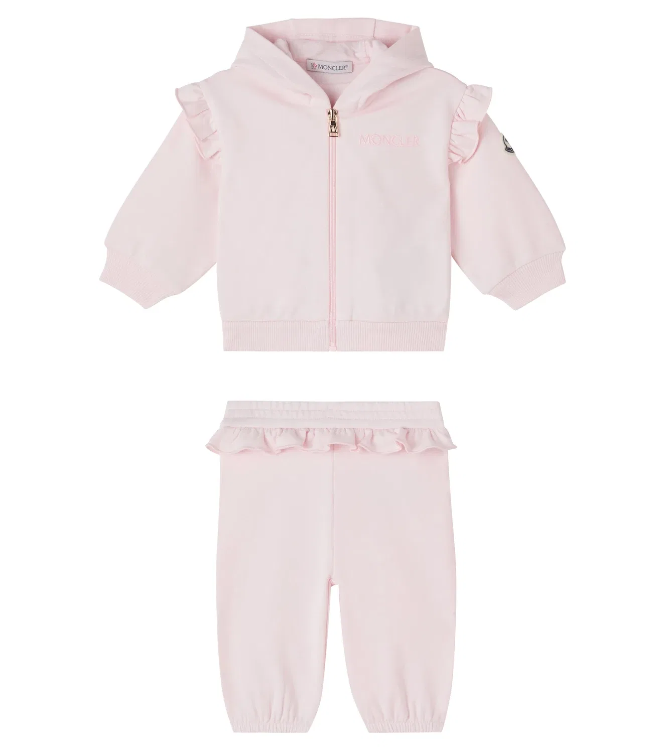 Комплект из флисового худи и спортивных штанов для малышей Moncler Enfant, розовый