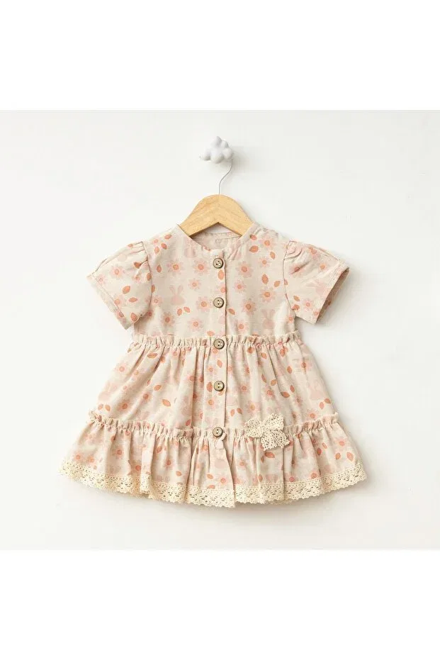 Детское платье для девочек с цветочным принтом Baby fou flower print button dress Generic Brands, Orange