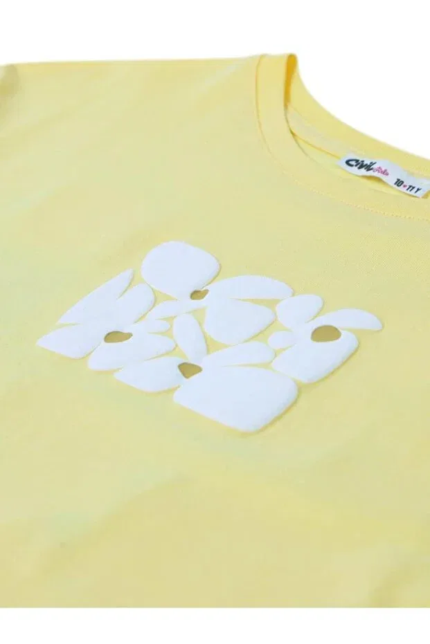 Детская футболка для девочек с принтом Young Life Printed Civil Girls, Light Yellow — фото 3