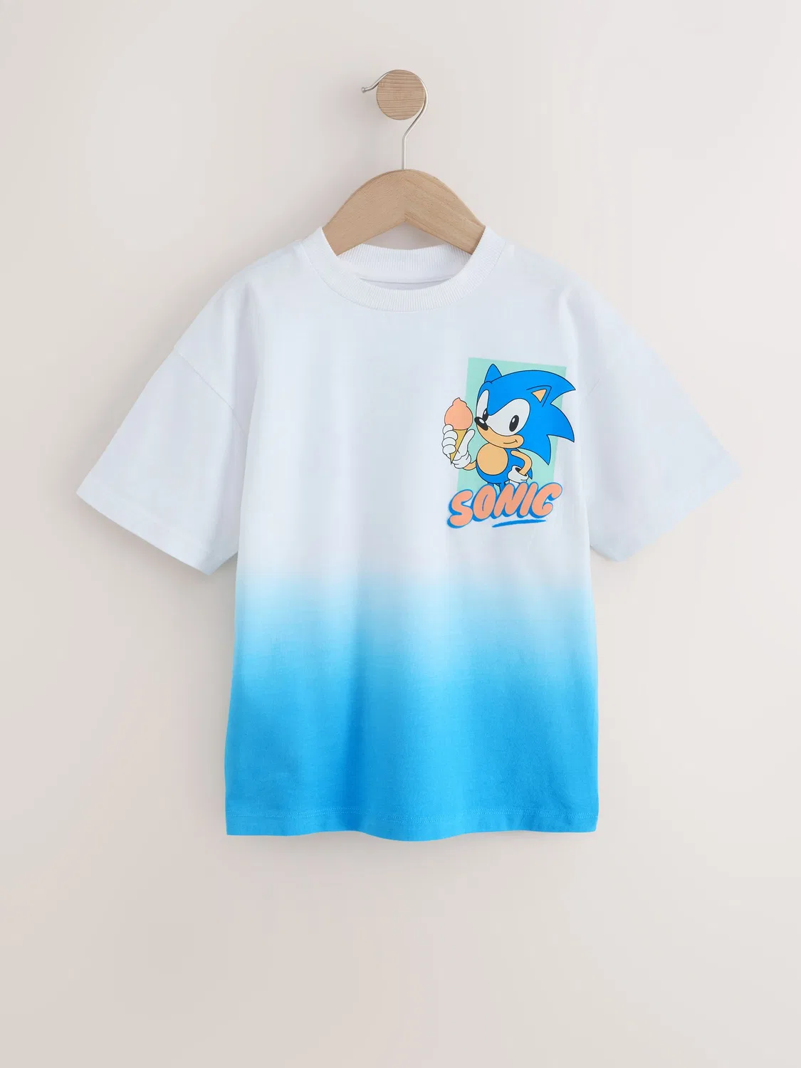 Футболка с принтом Sonic Next, бело-голубая