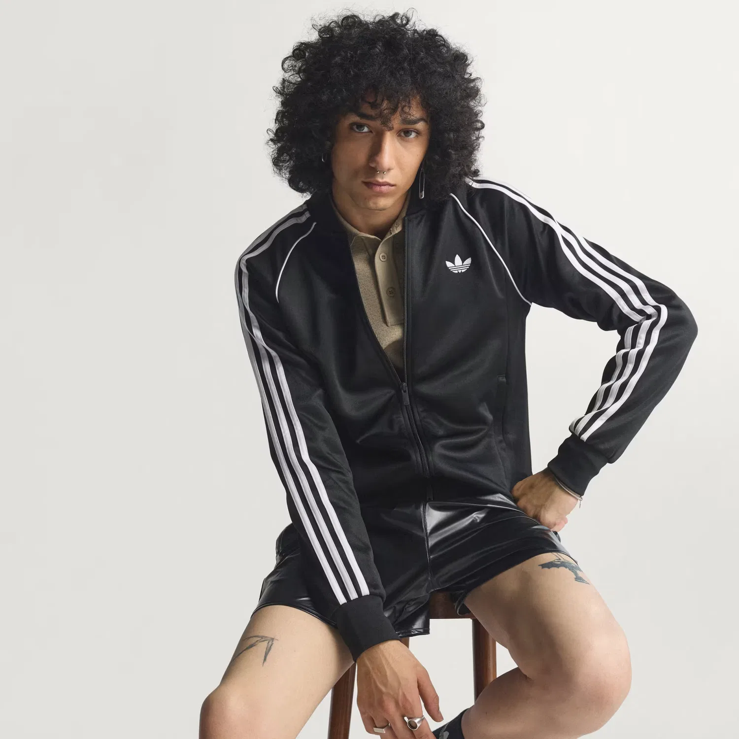 Мужская спортивная куртка с воротником бомбер SST Track Top Adidas Originals, черный