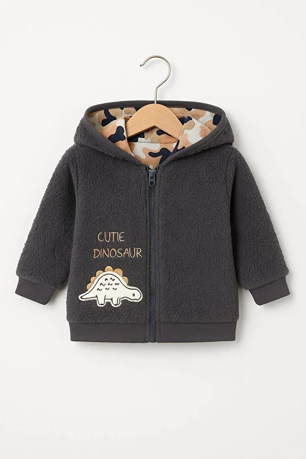 Детское пальто для девочек с капюшоном Welsoft cardigan For My Baby, Dark Gray-Camouflage Lining