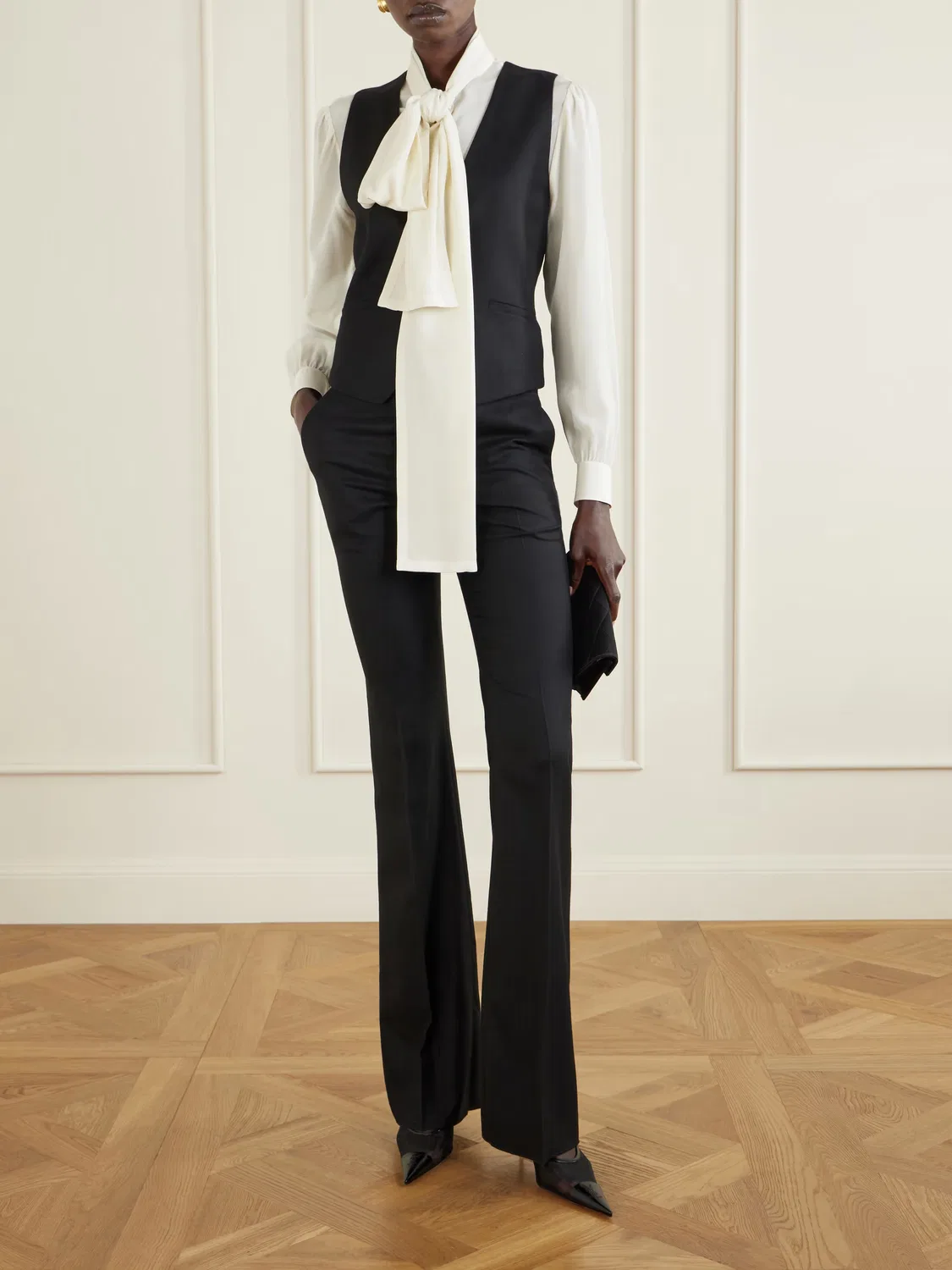 Жилет из кашемировой саржи Saint Laurent, черный — фото 2
