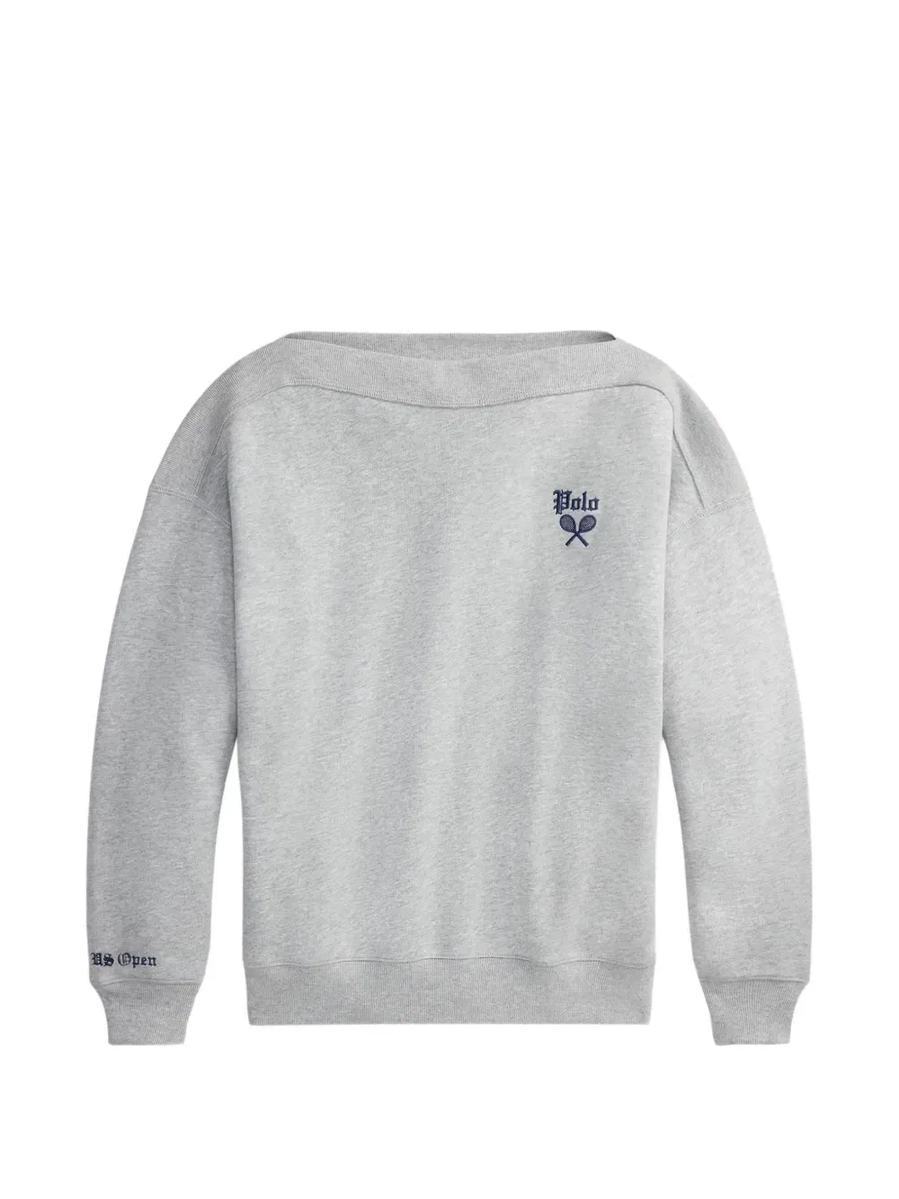 Толстовка с вышитым логотипом и вырезом-лодочкой POLO RALPH LAUREN, серый