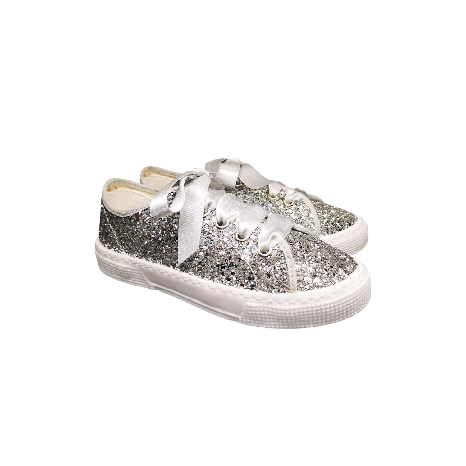 Детские кроссовки для девочек с блестками Dexco Vigevano, Glitter Silver — фото 2