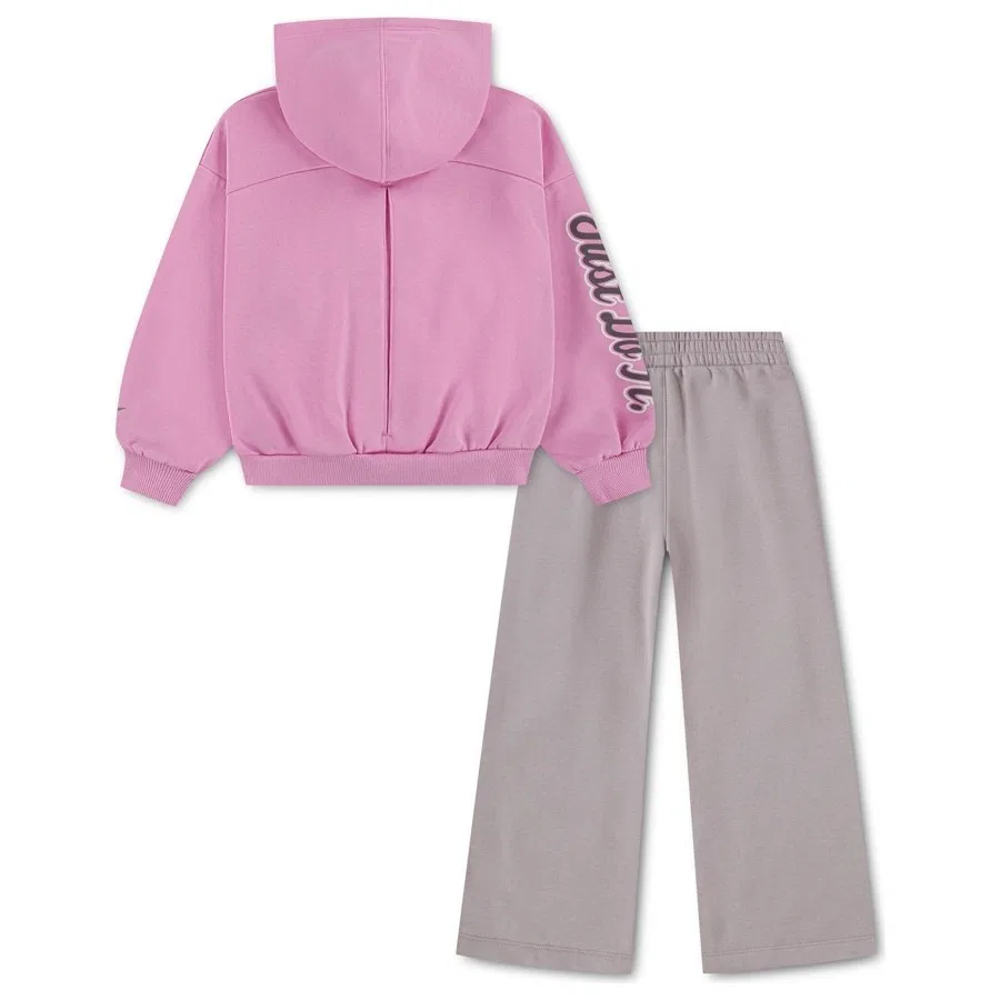 Спортивный костюм с флисом Juxta Girl Wide Leg Pant Nike, Розово-серый — фото 4