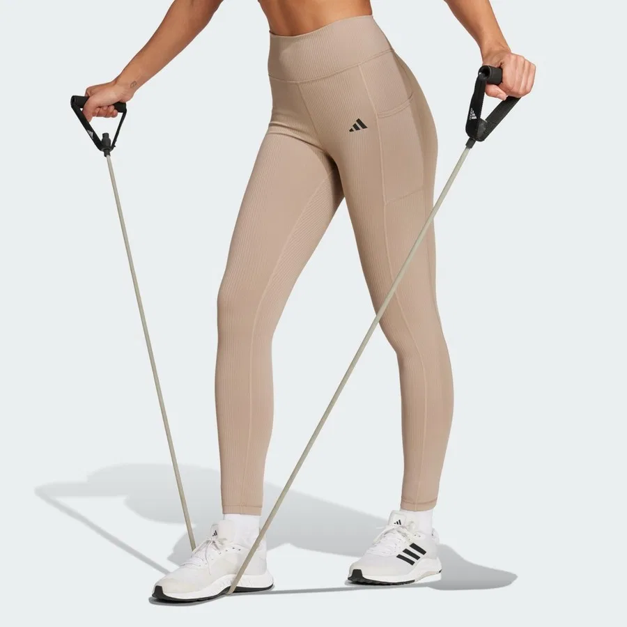 Леггинсы с карманом Optime Rib 7/8 adidas, Коричневый